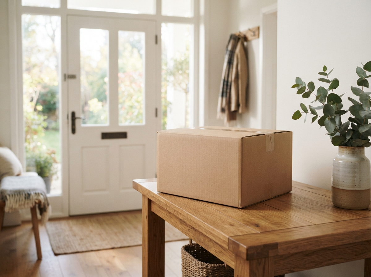 Return package being prepared for delivery